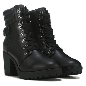 Mia Annamaria Black Block Stack Heel Combat Boots size 7